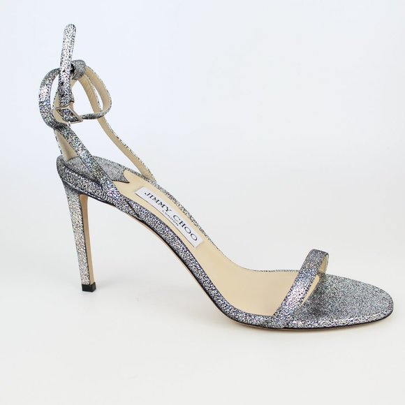 New JIMMY CHOO Minny 85 Glitter Heels– Strappy Sandals for Party, Wedding, Gala - Picture 12 of 15